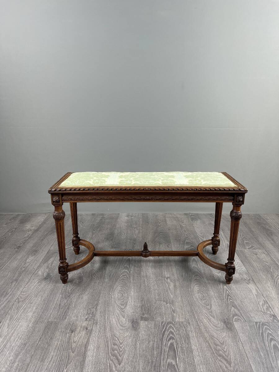 Louis XVI style carved wooden bench, 19th century