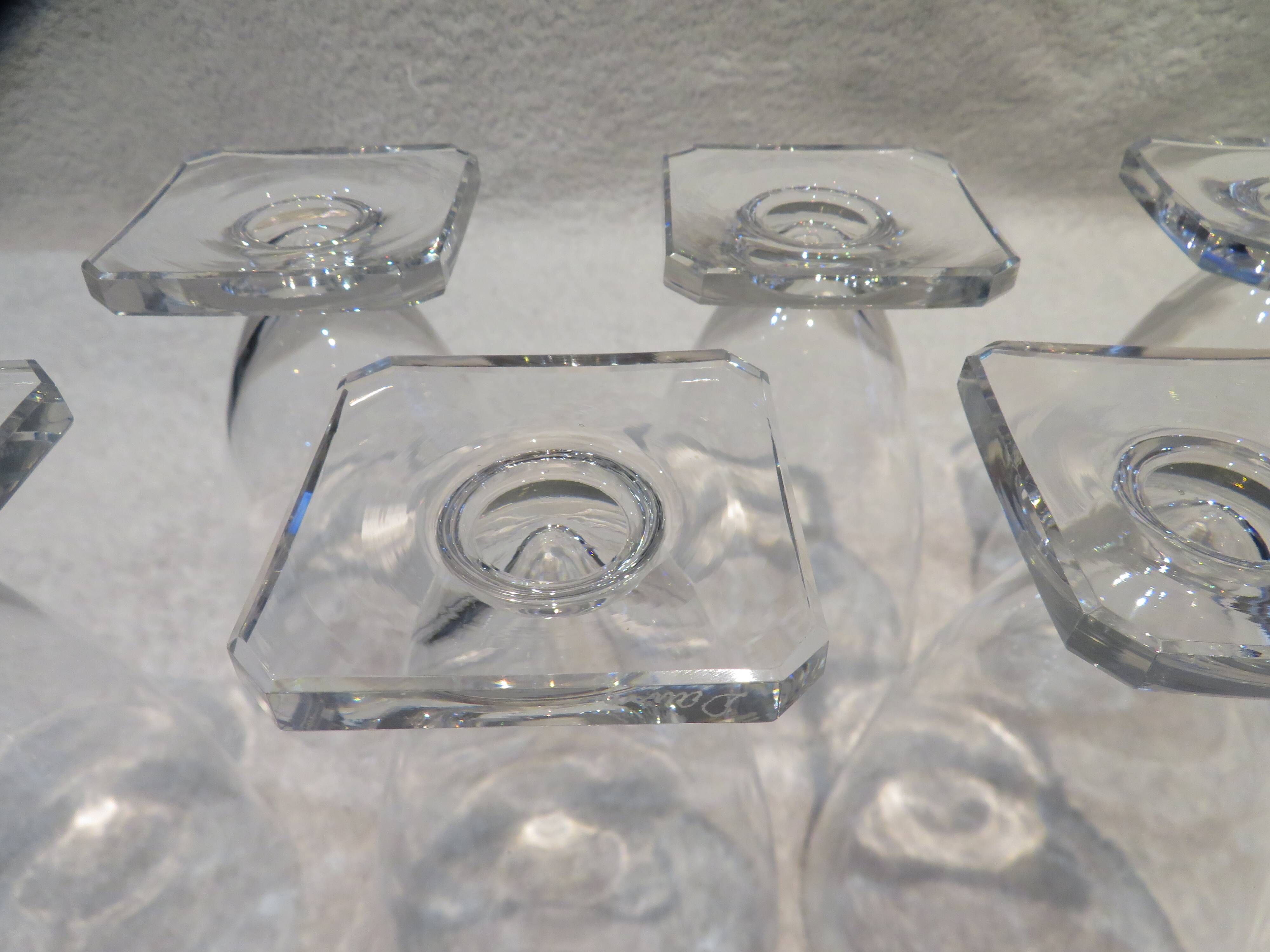 6 Daum crystal water glasses 22cl with square base h 11.6cm