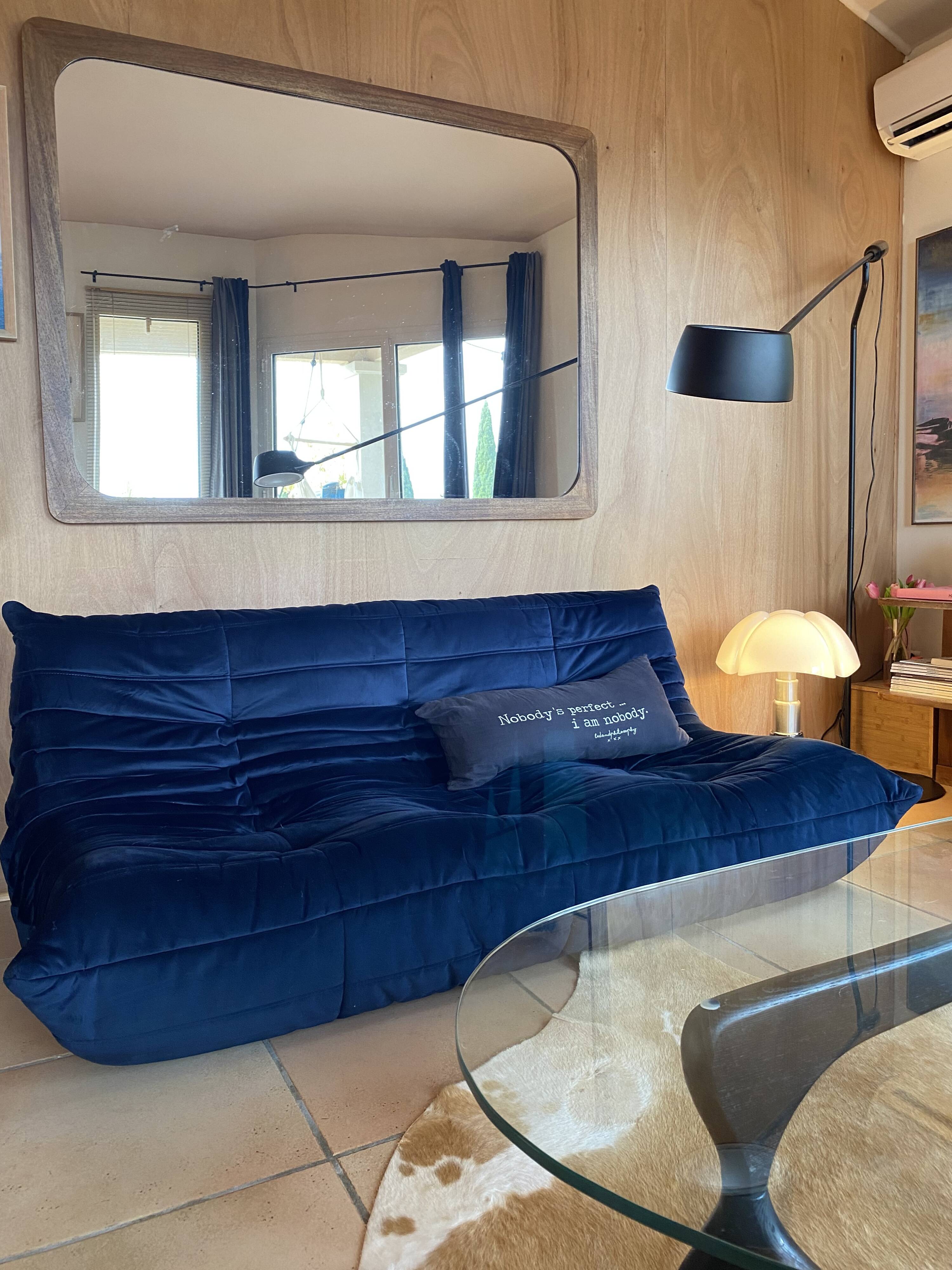 Togo 3-seater sofa in midnight blue velvet