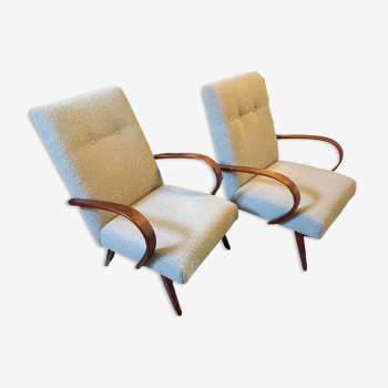 Pair of armchairs "model 53" fully restored, jaroslav smidek for thonet, ca 1950/60