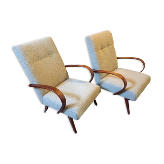 Pair of armchairs "model 53" fully restored, jaroslav smidek for thonet, ca 1950/60