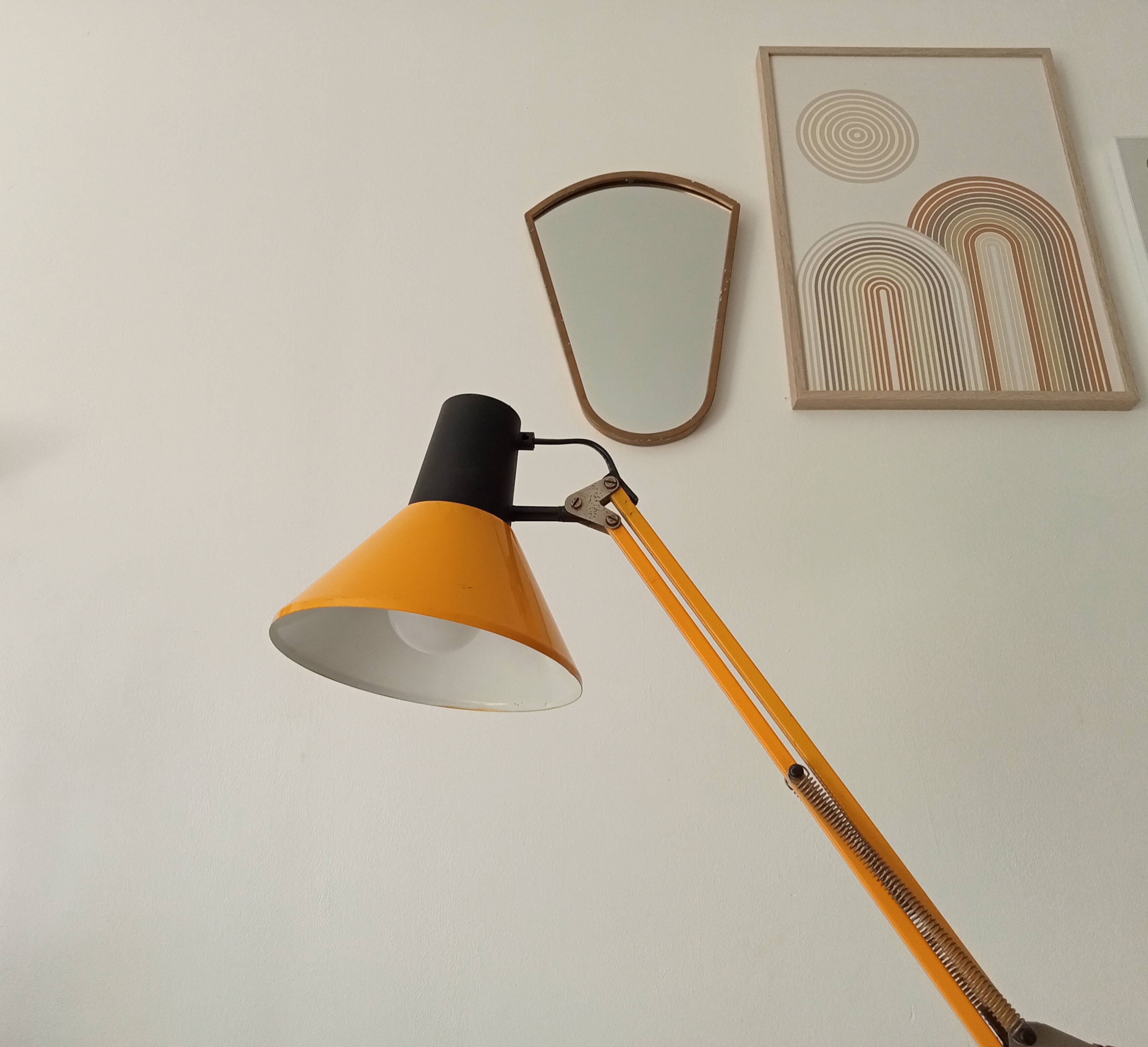 Vintage 1970s mustard yellow architect lamp