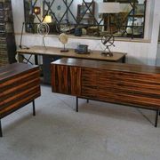 Designer sideboard in Gabonese ebony, 1 door, 12 drawers, 1960s