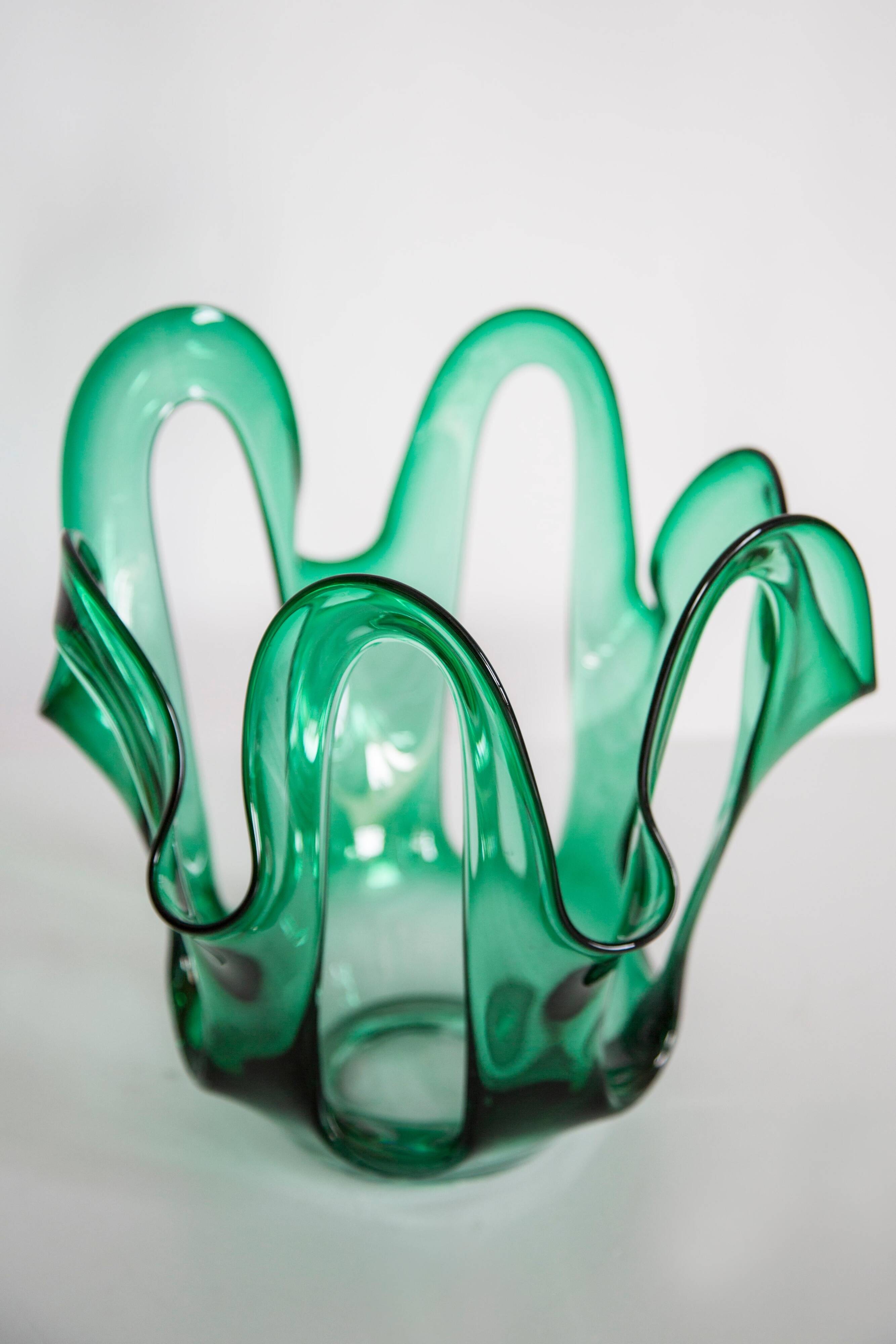"Scarf" Vase Artisan Large Vintage Mid-Century Glass Vase
