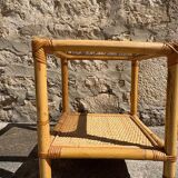 Bamboo and smoked glass side table, 1970s