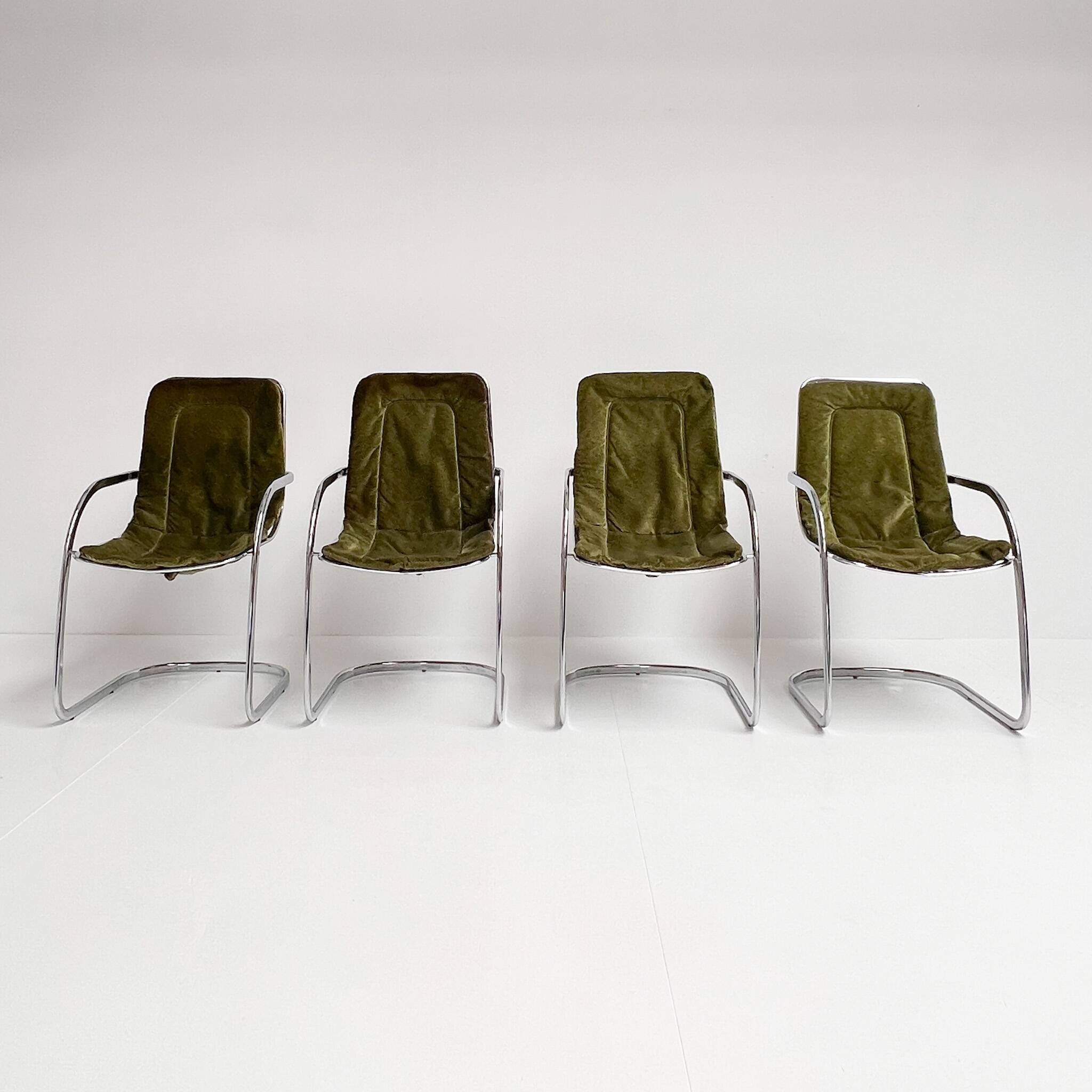 Set of 4 chrome wire chairs by Gastone Rinaldi for Rima, 1960s