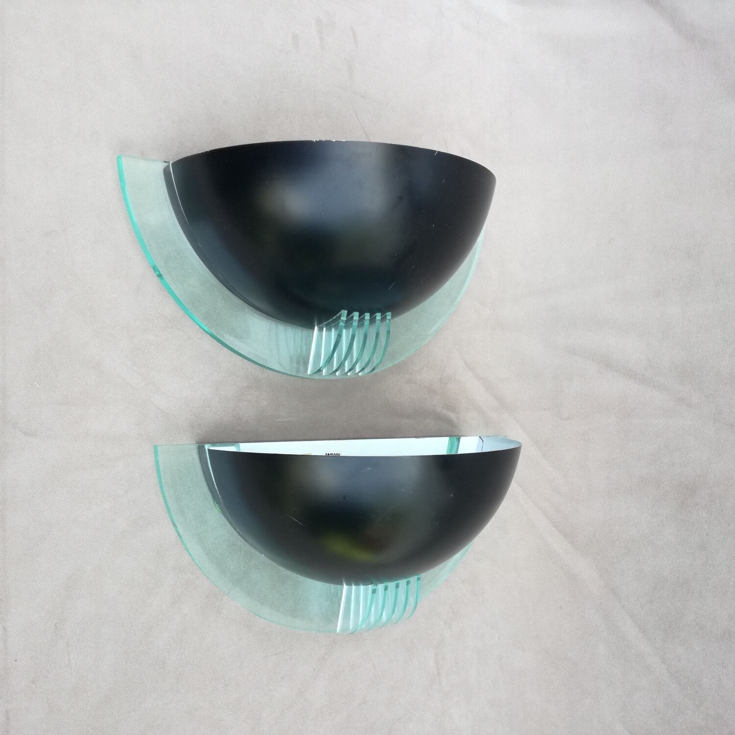 Postmodern wall lamps in half moon, 1990, set of 2