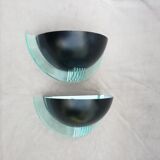 Postmodern wall lamps in half moon, 1990, set of 2