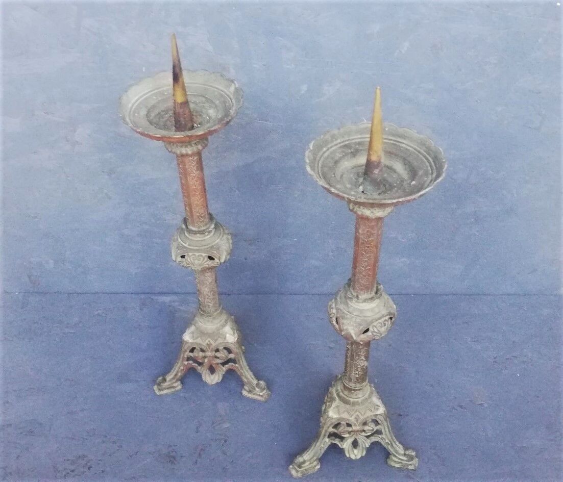 Pair of candlesticks or church candlesticks