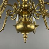 Lustre En Laiton Doré, Style Classique, XXe Siècle