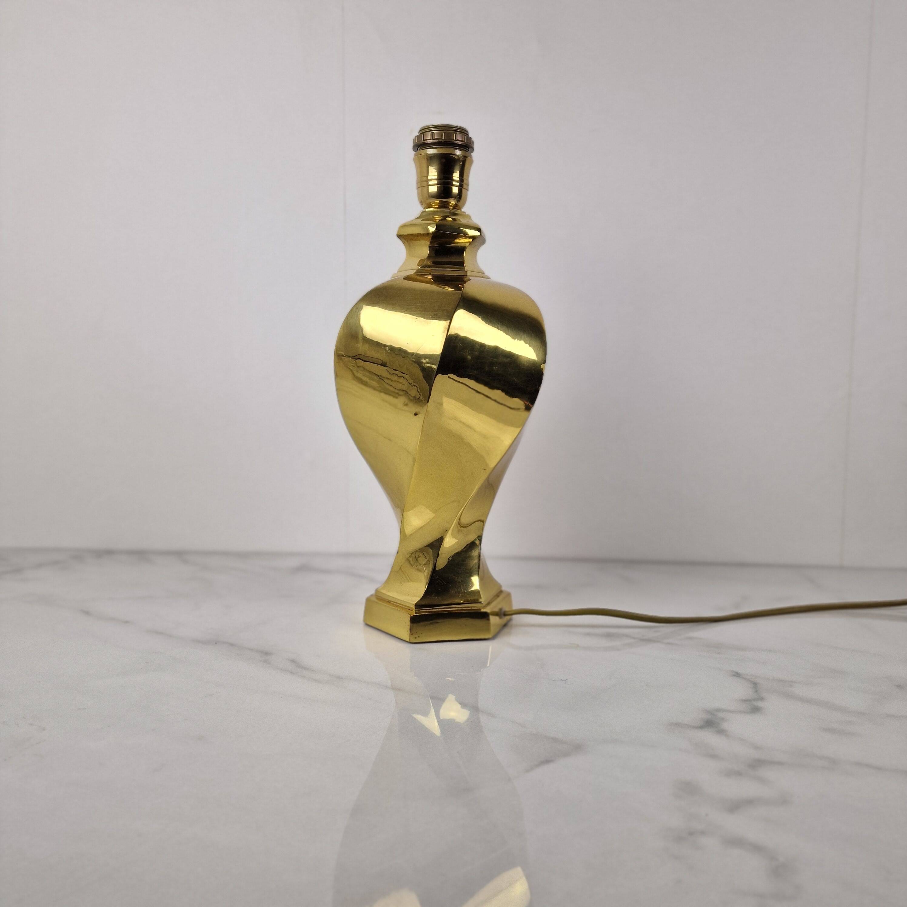 Sculptural Brass Table Lamp, Heavy Quality, Without Shade