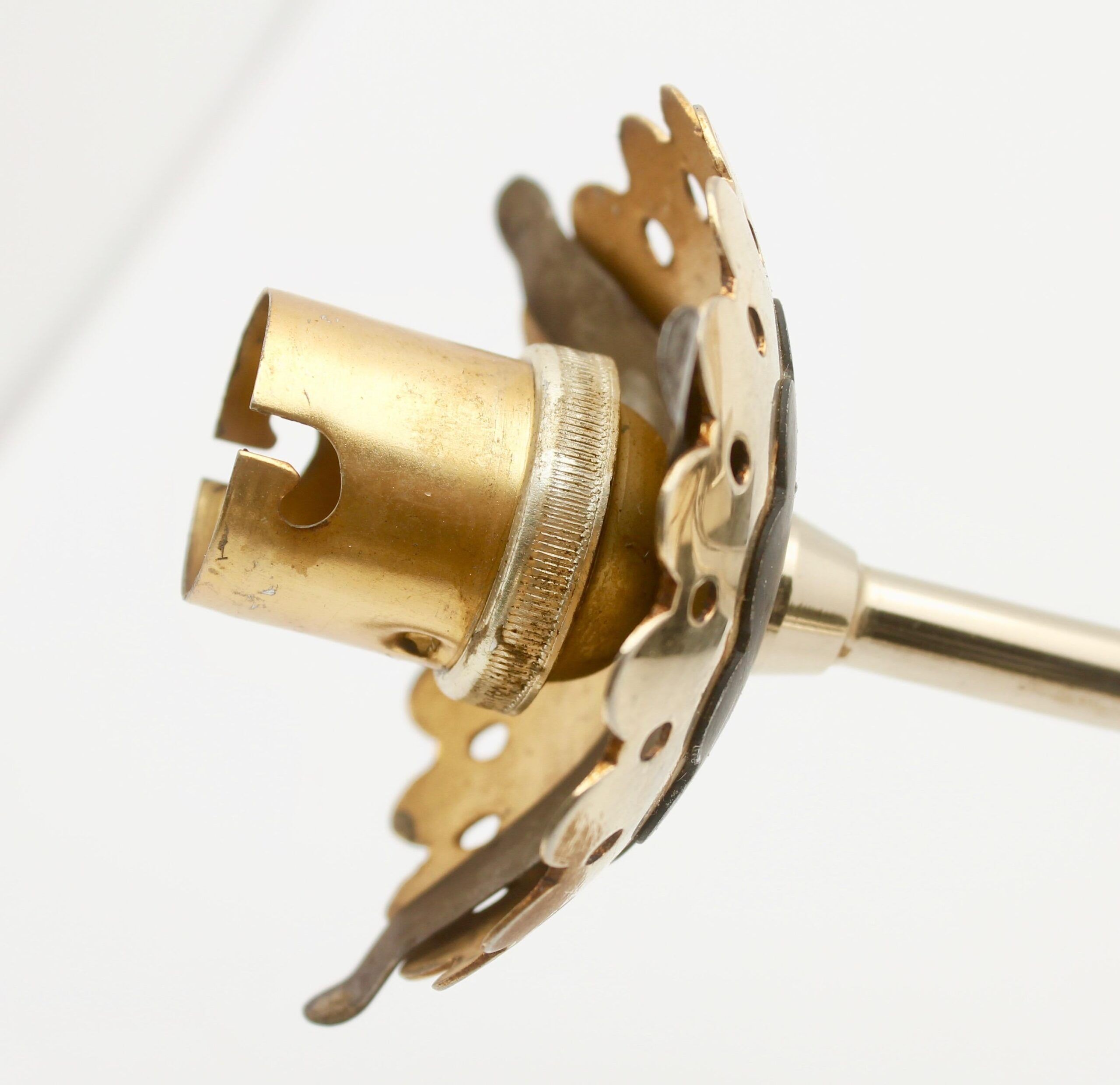 Wall lamp with brass rods and glass lampshade, 1960s