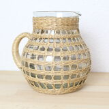 Wicker/rattan pitcher and glass