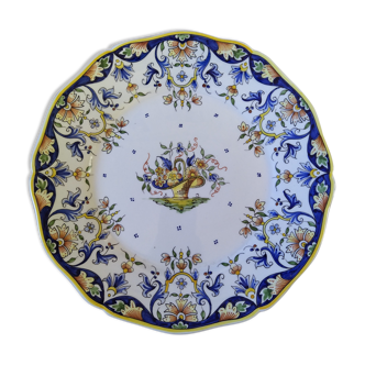 Assiette décorative en faience de Desvres signature René Delarue