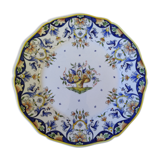 Decorative plate in Desvres earthenware signature René Delarue