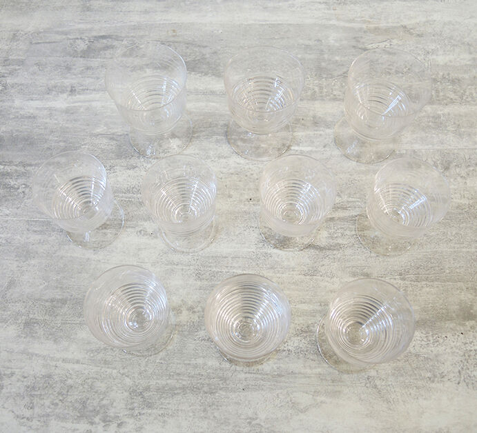 10 old art deco stemware