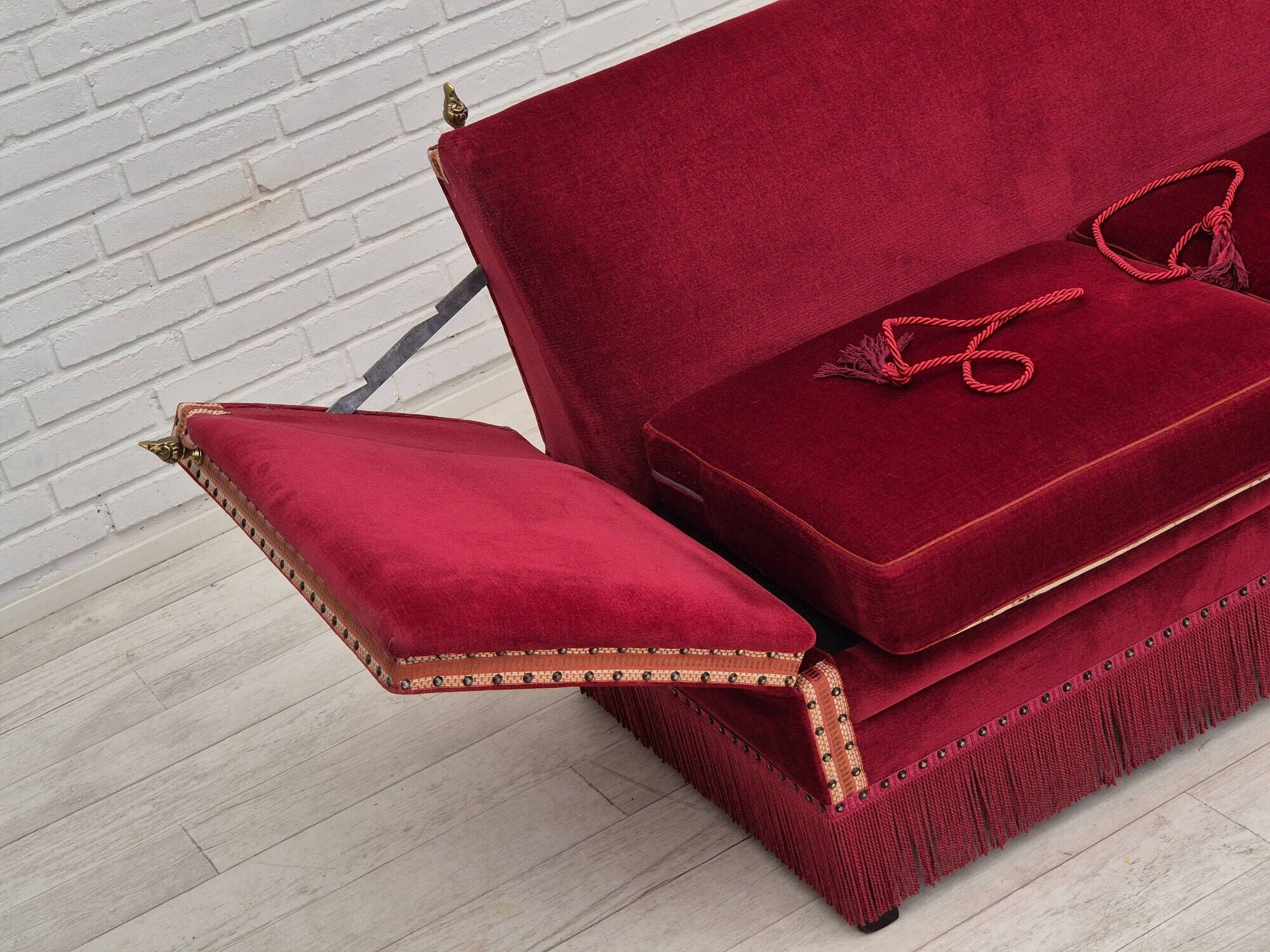 1970s, Danish 2 seater sofa, original condition, furniture velour, ash wood.