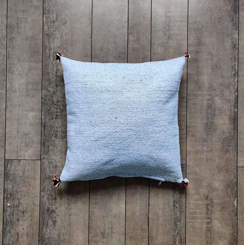 Moroccan sky blue cotton cushion