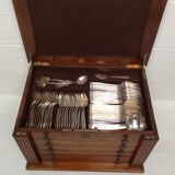 Ménagère Apollonox 186 pieces en métal argenté dans coffret bois