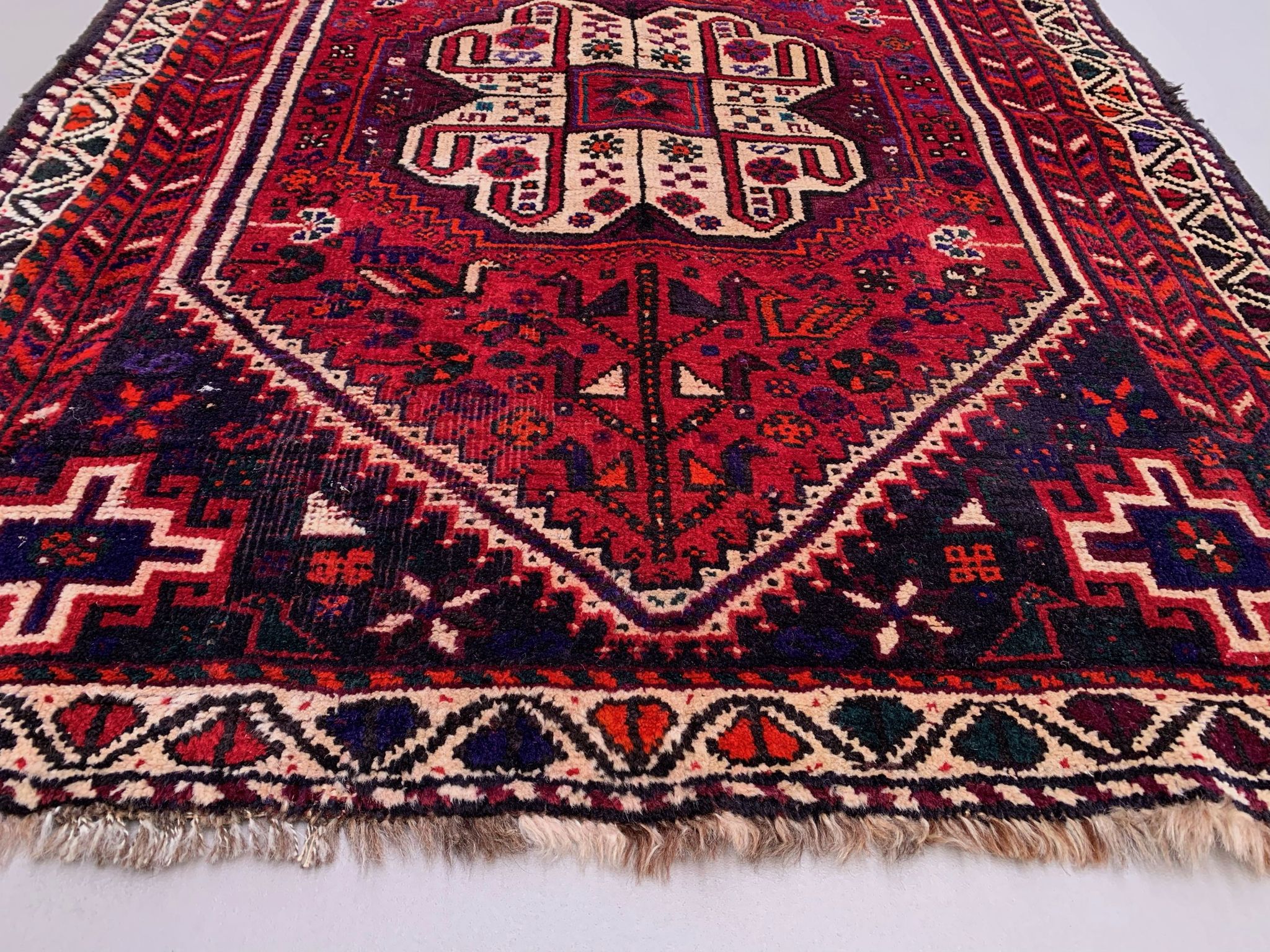 Vintage tribal rug 160x117 cm wool oriental handmade rug red, medium