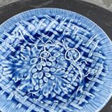 Fruit bowl, blue earthenware compote dish, slip, grape model, HBC