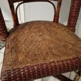 Old rattan bistro chair ROUSSEAU with plate