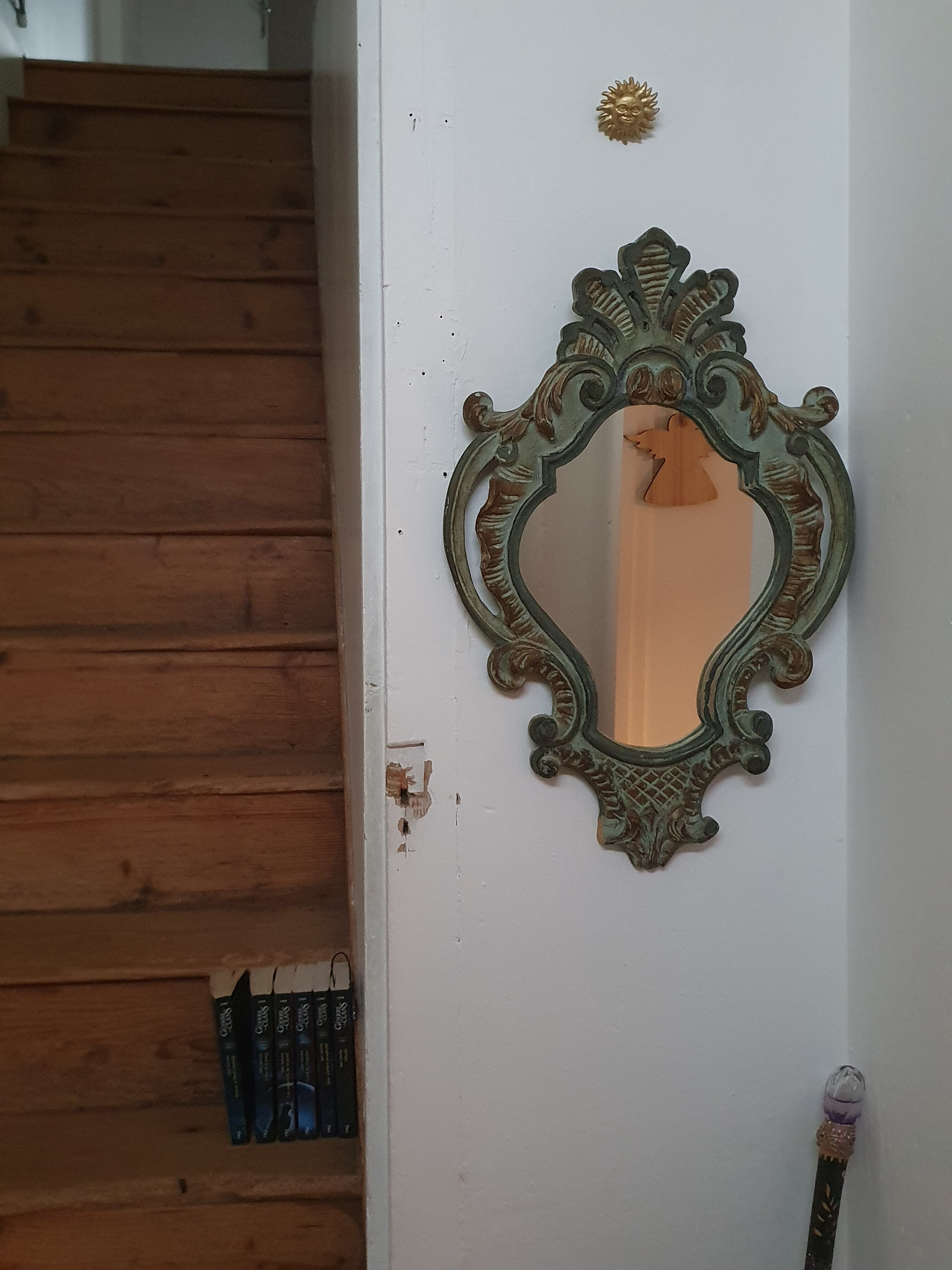 Mirror shell painted wooden Louis XV style