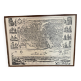 Framed 19th century map of Paris