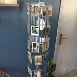 Display postcards and photos in gray metal double turnstile