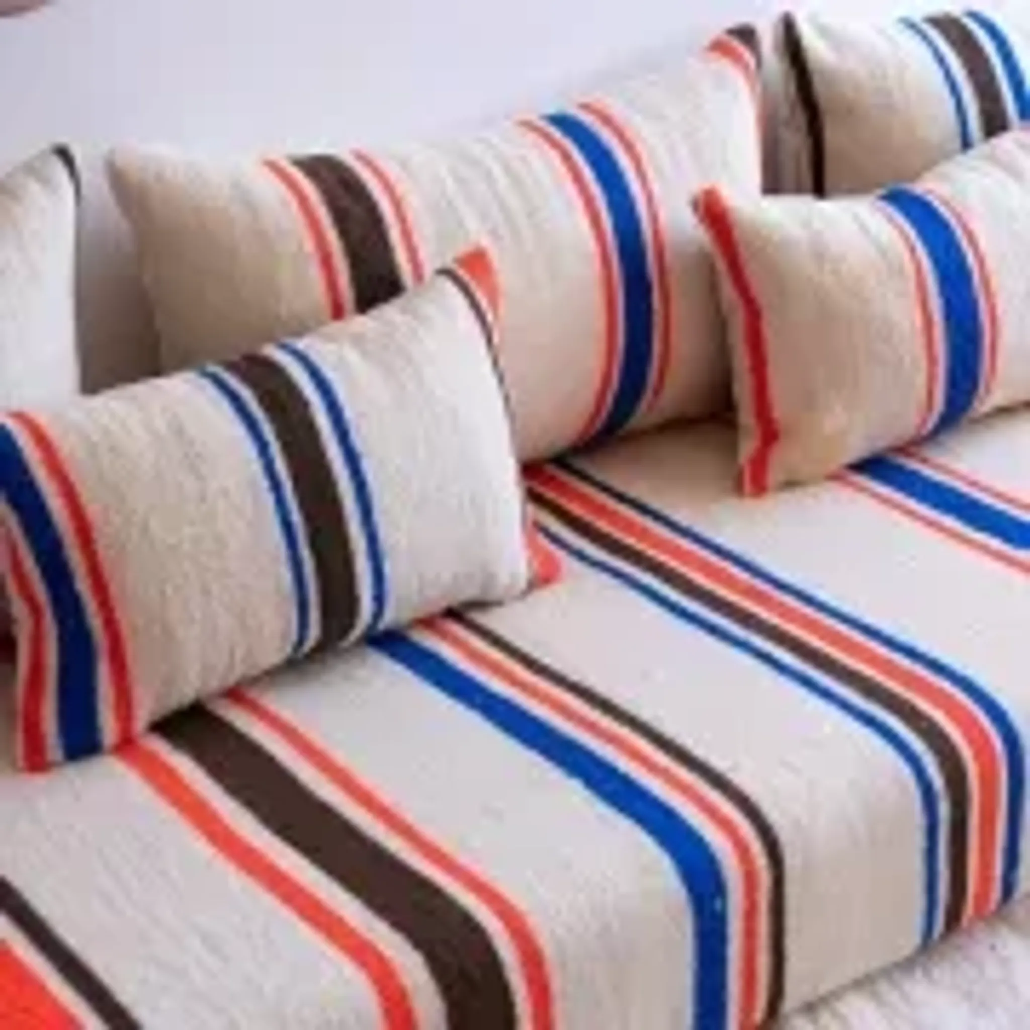 Moroccan sofa – striped sofa with cushions and zip covers