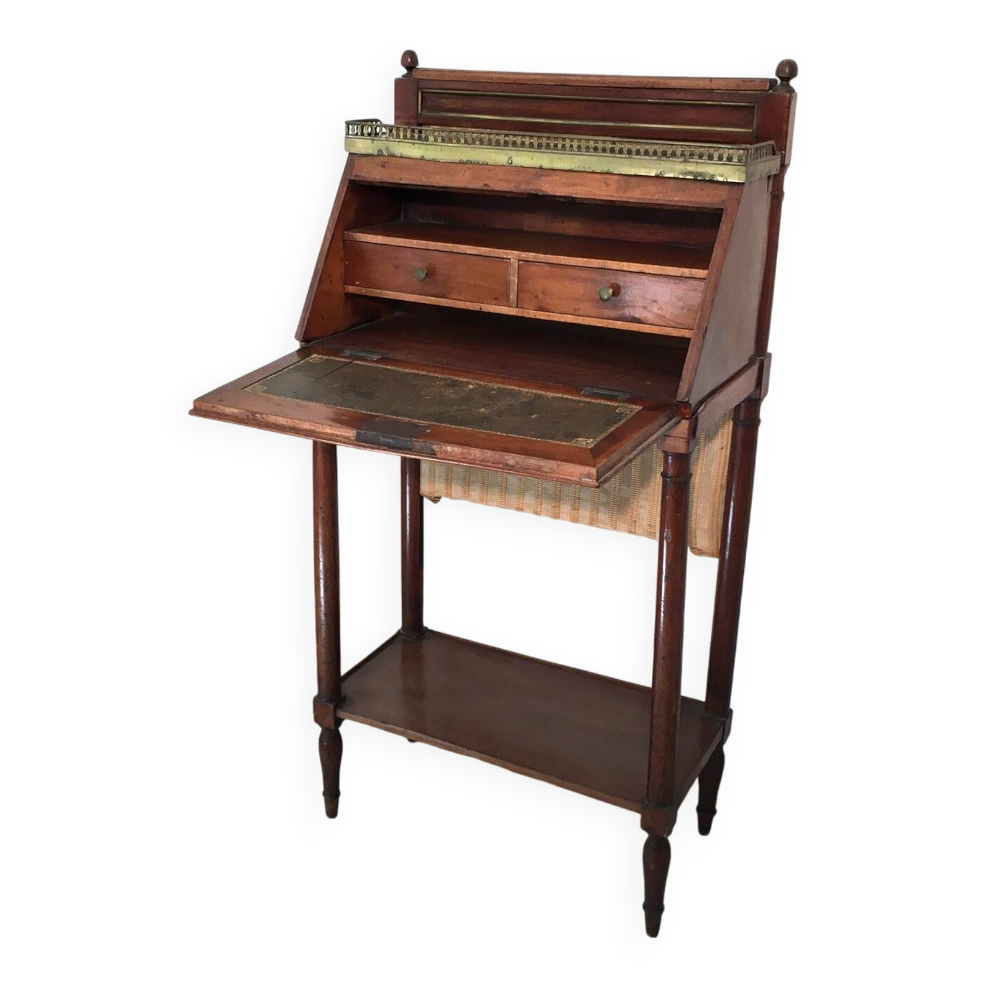 Very small 19th century sloping desk in mahogany and mahogany veneer