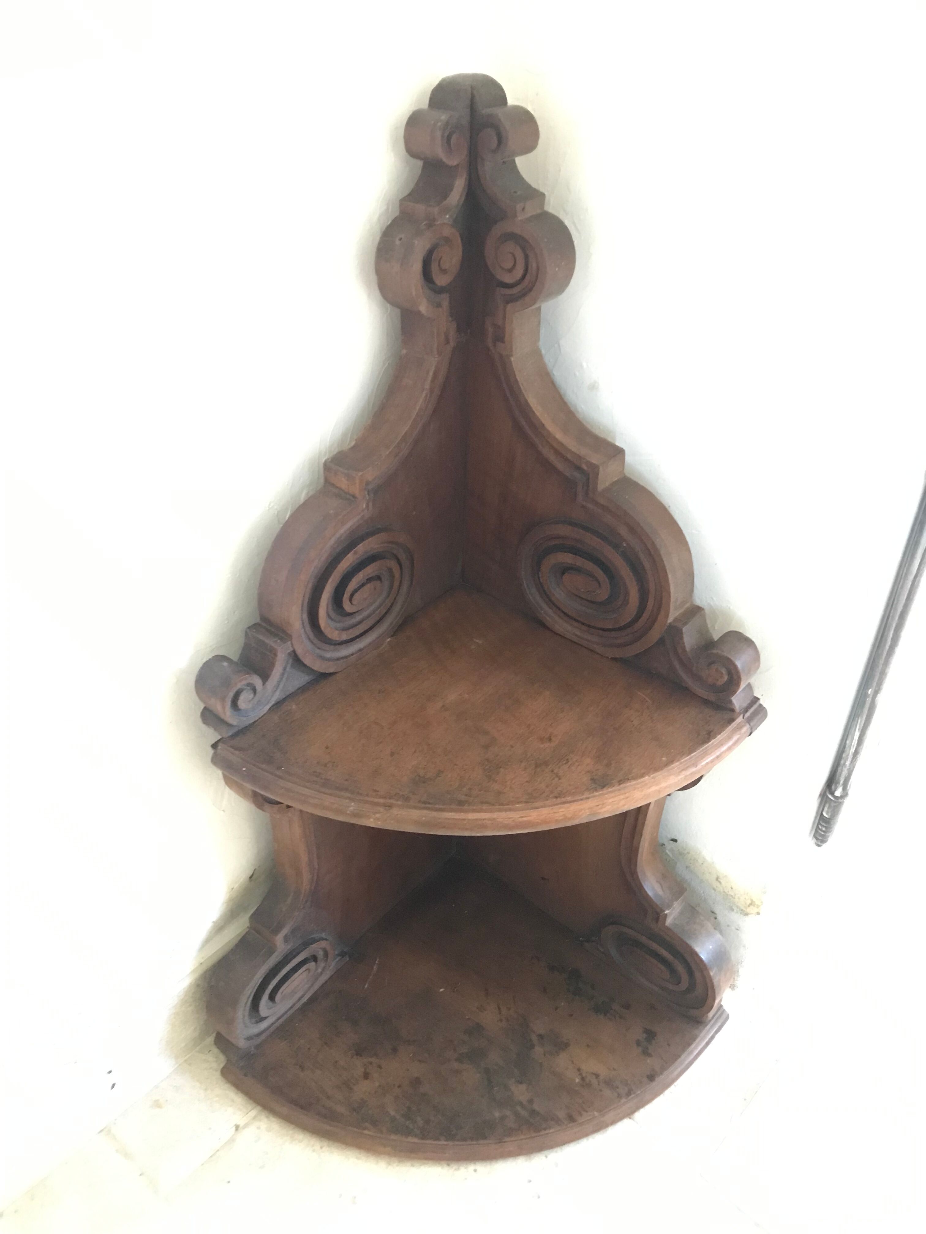Old carved wooden shelf 75cm