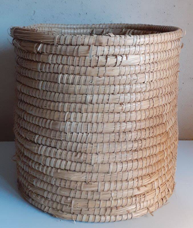 Panière corbeille ronde vintage en paille