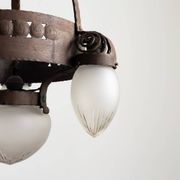 Vintage Swedish Iron Glass Chandelier Ceiling Lamp by Böhlmarks