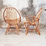 Pair of vintage rattan armchairs