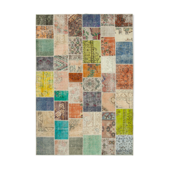 Tapis anatolien fait à la main 206 cm x 297 cm patchwork multicolore