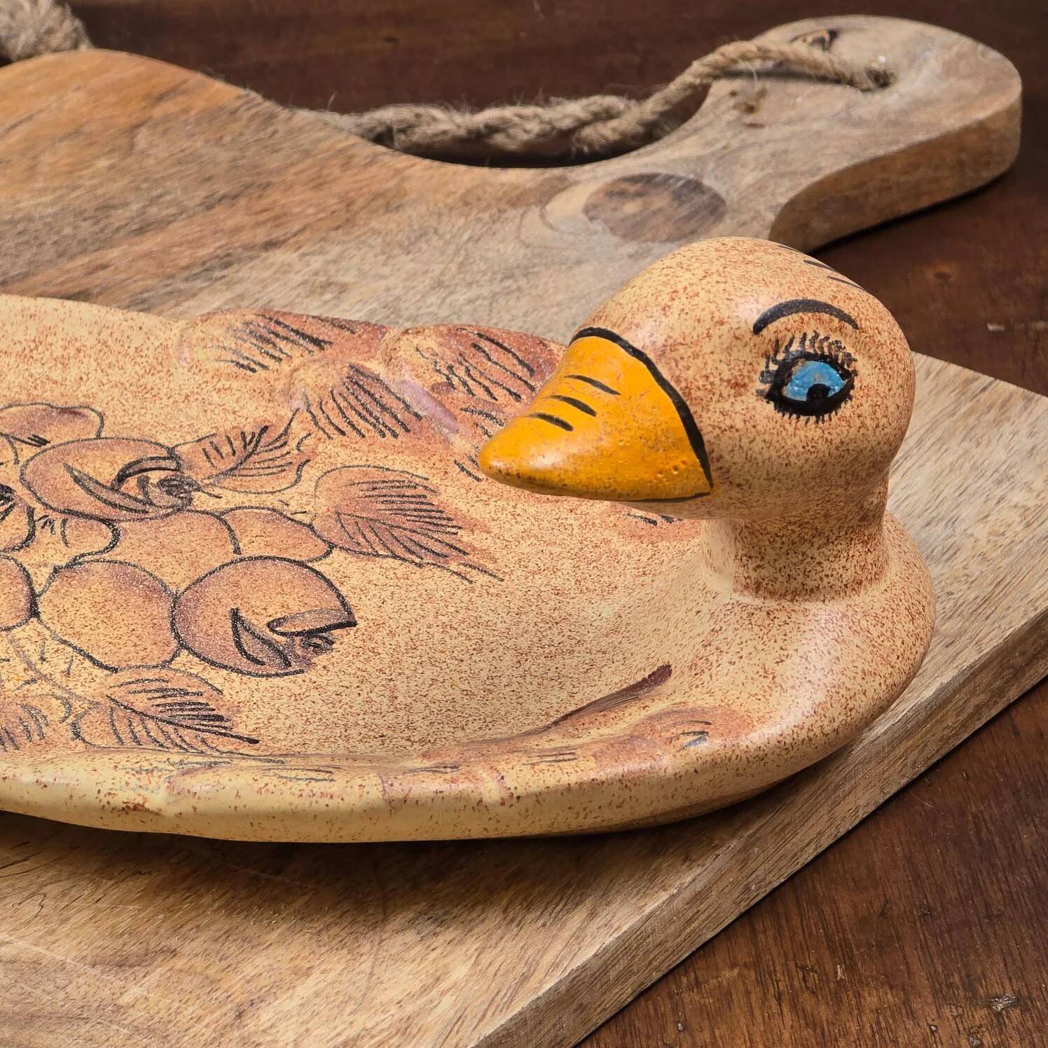 Ceramic foie gras dish from Vallauris – engraved floral decoration