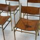 Set of 4 Brass and Leather Chairs by Luciano Frigerio, Italy, 1970s