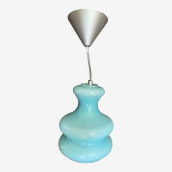 Vintage pendant lamp in blue opaline