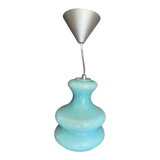 Vintage pendant lamp in blue opaline