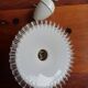 Vintage "rise and fall" lamp in opaline and porcelain