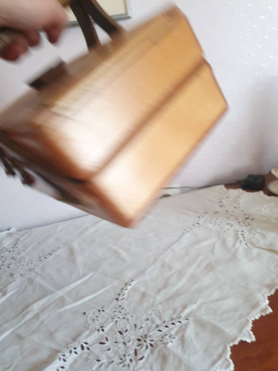 Small wooden sewing box worker