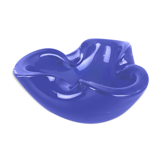 Heavy Murano Glass "Blue" Bowl Element Shell Ashtray Murano, Italy, 1970s