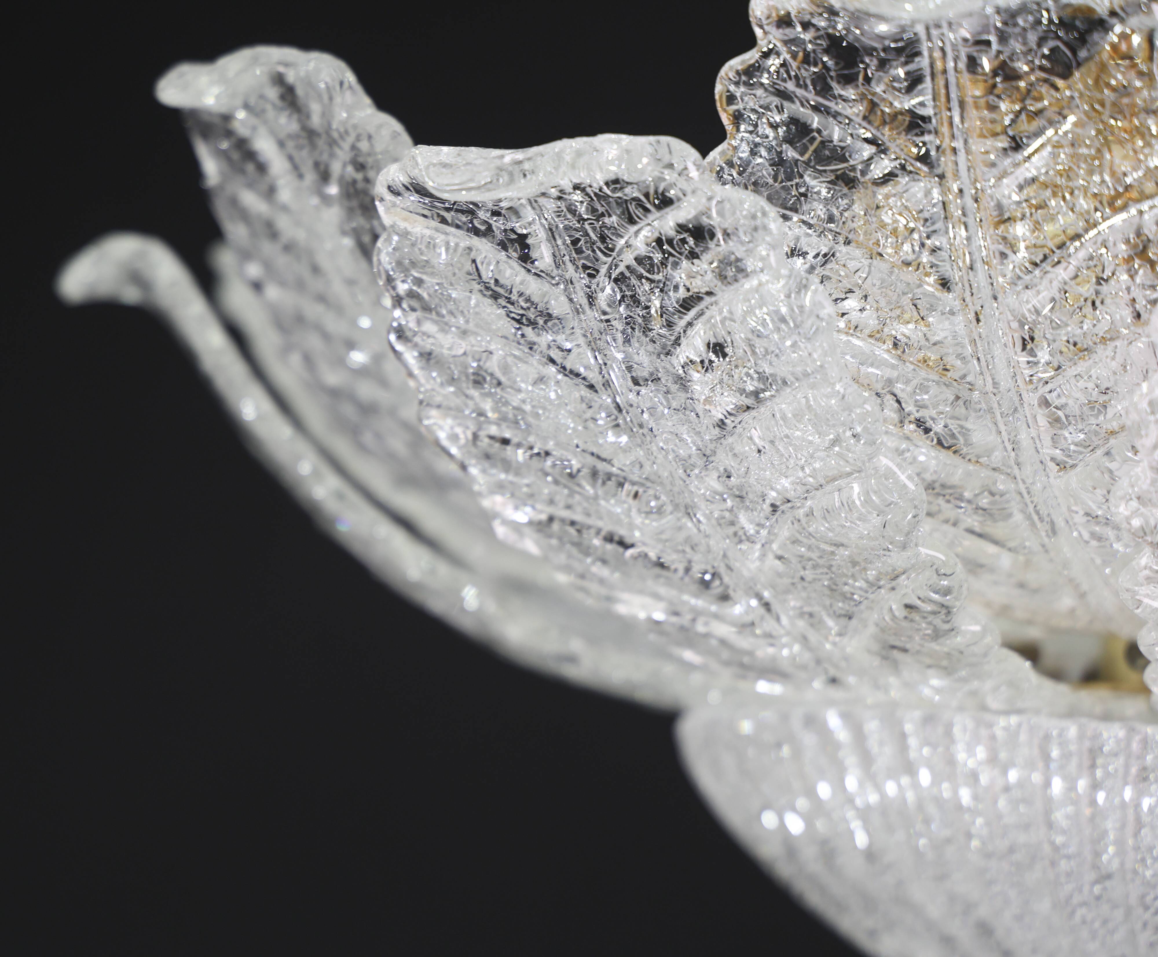 Procida, Murano Clear trasparent Vintage Glass Ceiling Light, 1970s