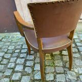 Art Deco bridge armchairs in leather from the 1950s.