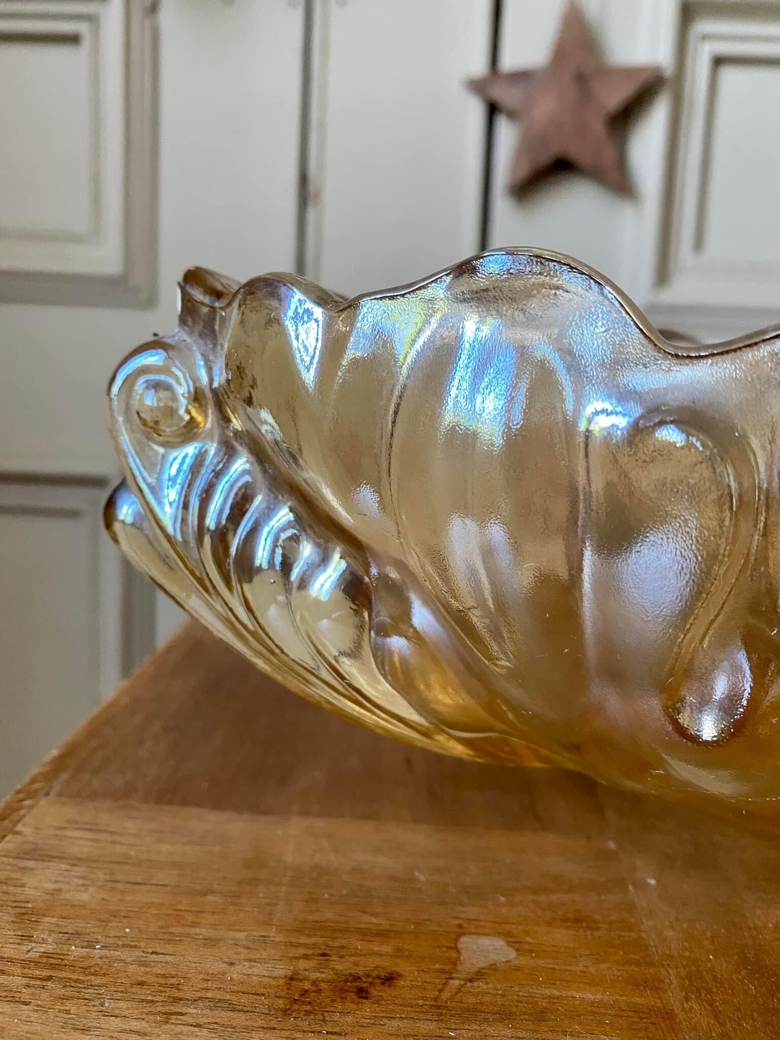 Pink carnival glass cup