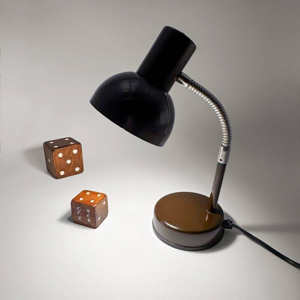 Chocolate desk lamp Veb Narva 1970s