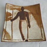 Two terracotta bowls with ethnic decoration and vintage signature.