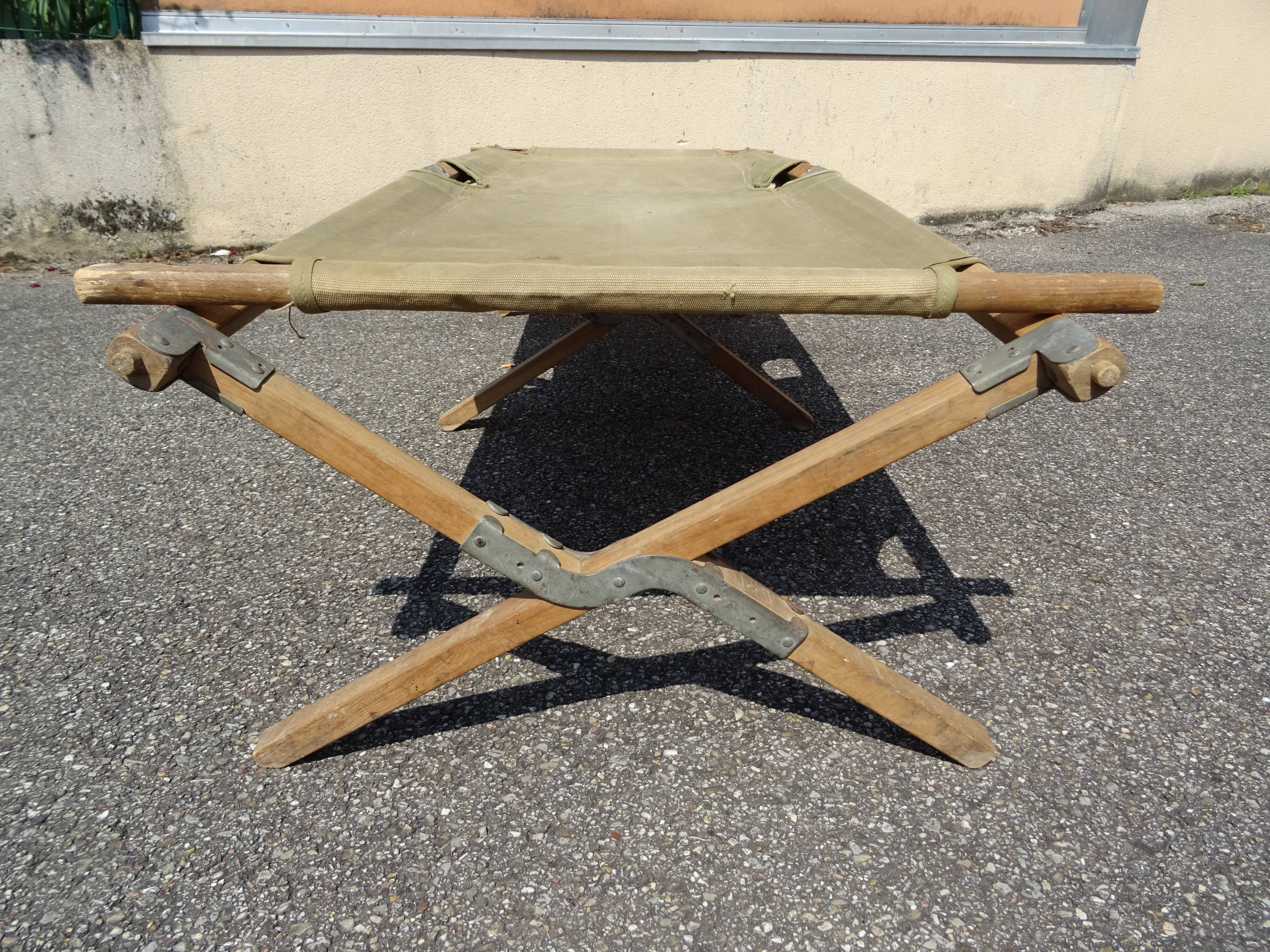 Khaki military camp bed