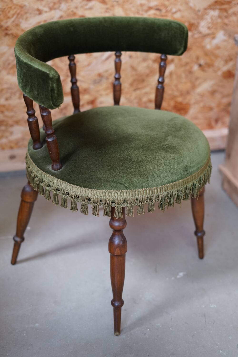 Vintage green velvet chair